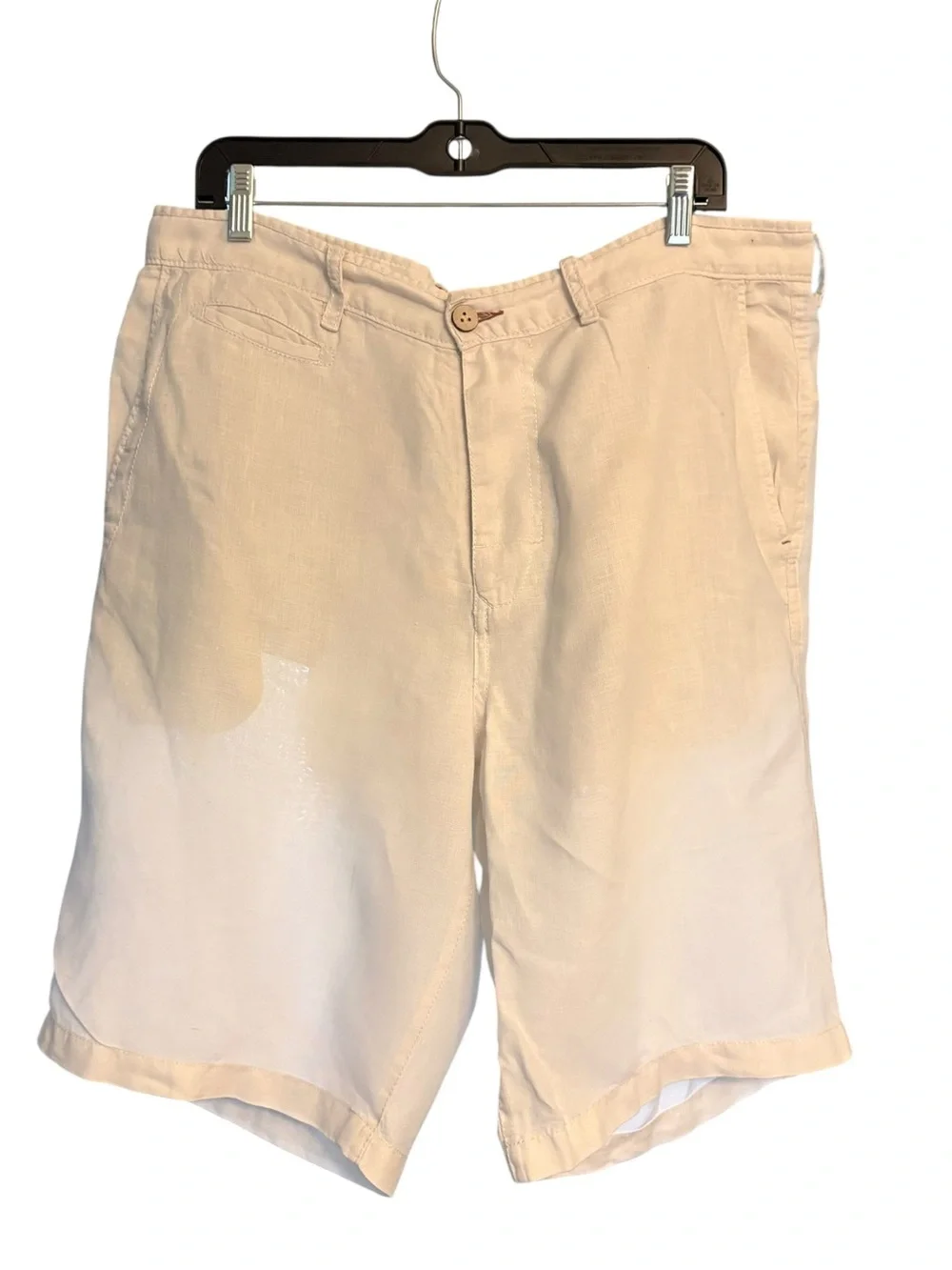 Tommy Bahama Cream Men's Casual Relax Fit Flat Front 100% Linen Shorts sz 36